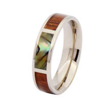 Silberne Abalone Shell Titan Schmuck Ringe Schmuck, hölzerne Inlay Hochzeit Bands Ring